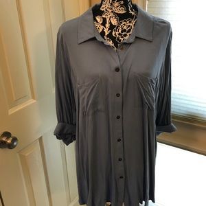 Blue button up blouse